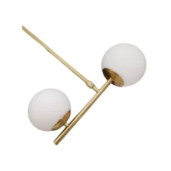 LAMPADARIO A SOSPENSIONE ORO CON 2 SFERE IN VETRO BIANCO OPACO ATTACCO G9 E27 33481