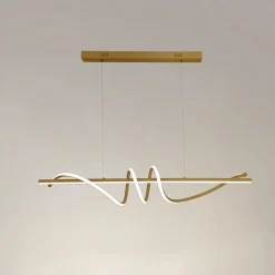 LAMPADARIO A SOSPENSIONE LED 65W ORO SPIRALE ONDULATO LUCE 4000K VORTICE ORIZZONTALE 32446