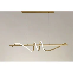 LAMPADARIO A SOSPENSIONE LED 65W ORO SPIRALE ONDULATO LUCE 4000K VORTICE ORIZZONTALE 32446