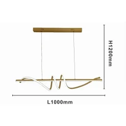 LAMPADARIO A SOSPENSIONE LED 65W ORO SPIRALE ONDULATO LUCE 4000K VORTICE ORIZZONTALE 32446