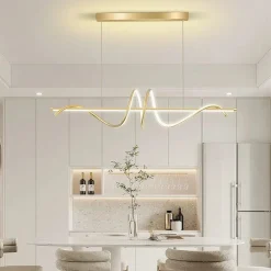 LAMPADARIO A SOSPENSIONE LED 65W ORO SPIRALE ONDULATO LUCE 4000K VORTICE ORIZZONTALE 32446