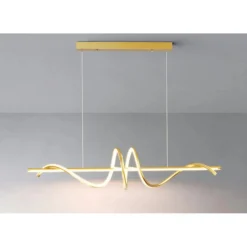 LAMPADARIO A SOSPENSIONE LED 65W ORO SPIRALE ONDULATO LUCE 4000K VORTICE ORIZZONTALE 32446