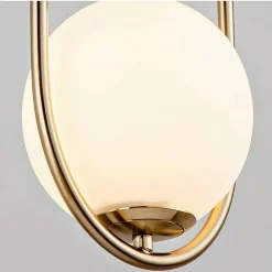 LAMPADARIO A SOSPENSIONE ORO OVALE CON SFERA VETRO ATTACCO E27 MODERNA MINIMAL 32835