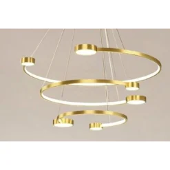 LAMPADARIO A SOSPENSIONE LED 65W 3 SEMI CERCHI CON TELECOMANDO DESIGN MODERNO ORO 71392