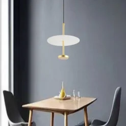 LAMPADARIO A SOSPENSIONE LUCE 4000K LED 12W DISCO PARALUME PIATTO ORO ROTONDO 33139