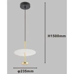 LAMPADARIO A SOSPENSIONE LUCE 4000K LED 12W DISCO PARALUME PIATTO ORO ROTONDO 33139
