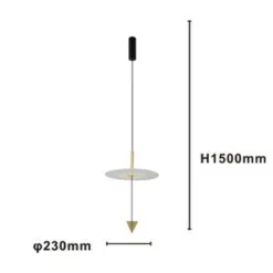 LAMPADARIO A SOSPENSIONE LAMPADA 12W LUCE LED 4000K DISCO BIANCO Ø23CM CONO ORO 32016