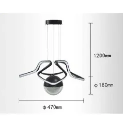 LAMPADARIO A SOSPENSIONE LED 65W BLACK LACE A NASTRI DESIGN MODERNO NERO LP-19