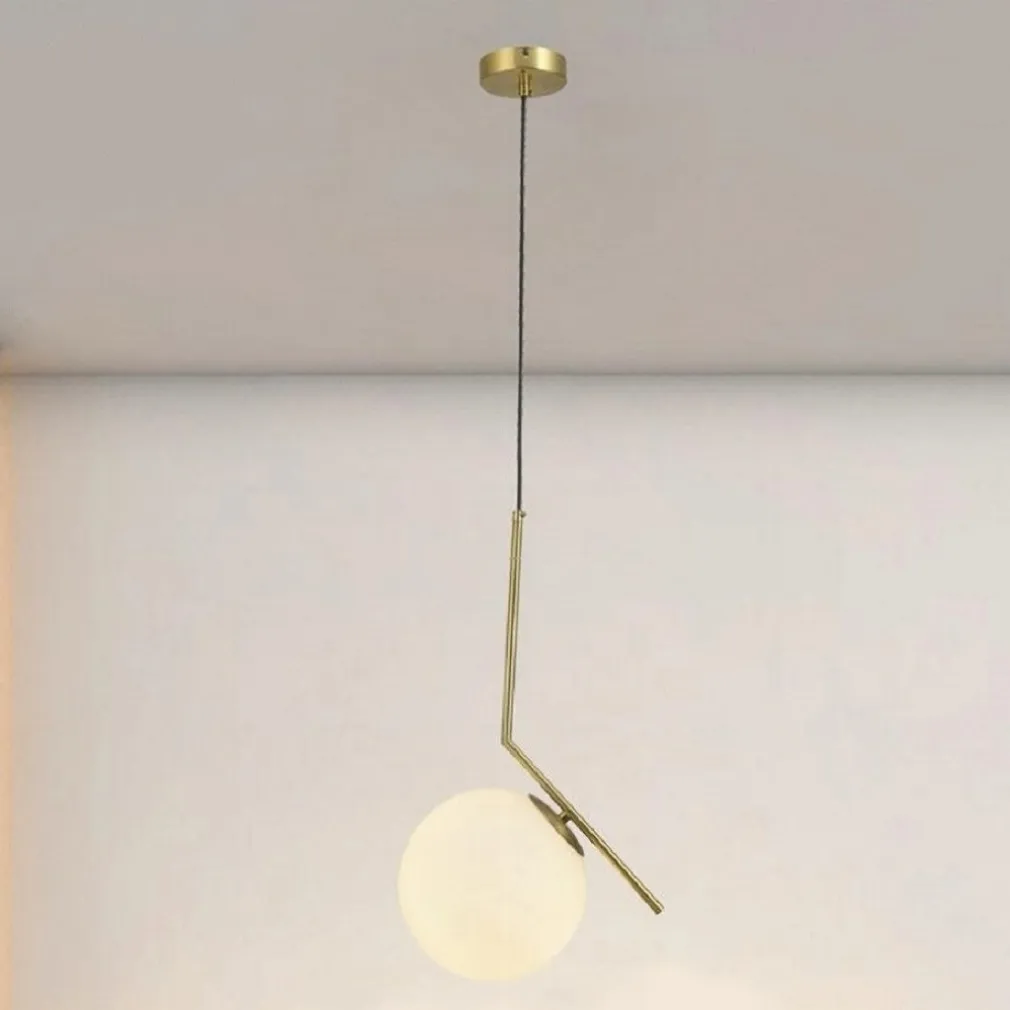 LAMPADARIO A SOSPENSIONE ATTACCO E27 ORO CON SFERA IN VETRO MODERNO MINIMAL 32828