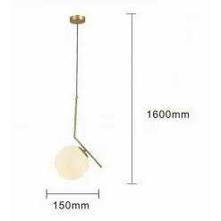 LAMPADARIO A SOSPENSIONE ATTACCO E27 ORO CON SFERA IN VETRO MODERNO MINIMAL 32828