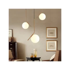 LAMPADARIO A SOSPENSIONE ATTACCO E27 ORO CON SFERA IN VETRO MODERNO MINIMAL 32828