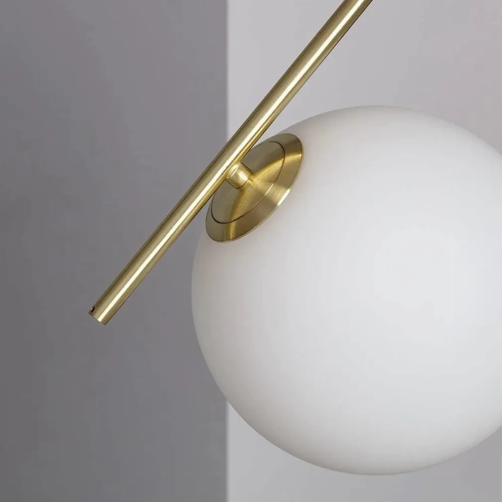 LAMPADARIO A SOSPENSIONE ATTACCO E27 ORO CON SFERA IN VETRO MODERNO MINIMAL 32828