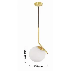 LAMPADARIO A SOSPENSIONE ATTACCO E27 ORO CON SFERA IN VETRO MODERNO MINIMAL 32828