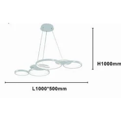 LAMPADARIO A SOSPENSIONE LED BIANCO 62W 6 ANELLI LUMINOSI MODERNO LUCE 6500K 71408