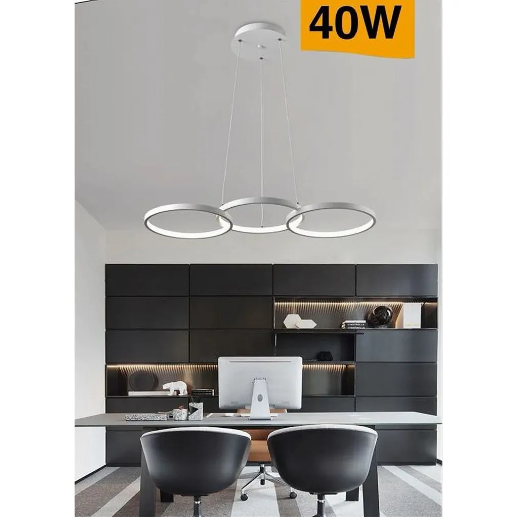 LAMPADARIO A SOSPENSIONE DA SOFFITTO 3 ANELLI TRE TONALITÀ DI COLORE 40W B63-B3C