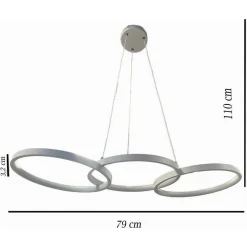 LAMPADARIO A SOSPENSIONE DA SOFFITTO 3 ANELLI TRE TONALITÀ DI COLORE 40W B63-B3C