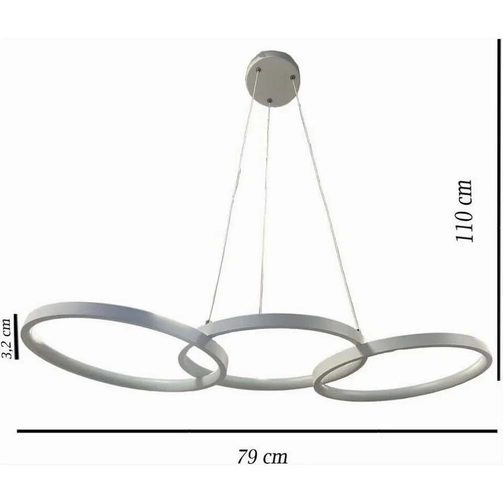 LAMPADARIO A SOSPENSIONE DA SOFFITTO 3 ANELLI TRE TONALITÀ DI COLORE 40W B63-B3C