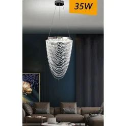 LAMPADARIO A SOSPENSIONE SOFFITTO LED 35W MODERNO CRISTALLI LUCE FREDDA 6500K B75