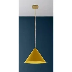 LAMPADARIO A SOSPENSIONE E27 FERRO PARALUME MODERNO CONTEMPORANEO CONO ORO BIANCO 33368