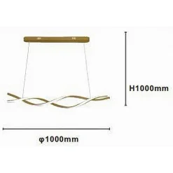 LAMPADARIO A SOSPENSIONE LUCE 3000K-6500K LED 48W ORO SPIRALE VORTICE ORIZZONTALE 01110