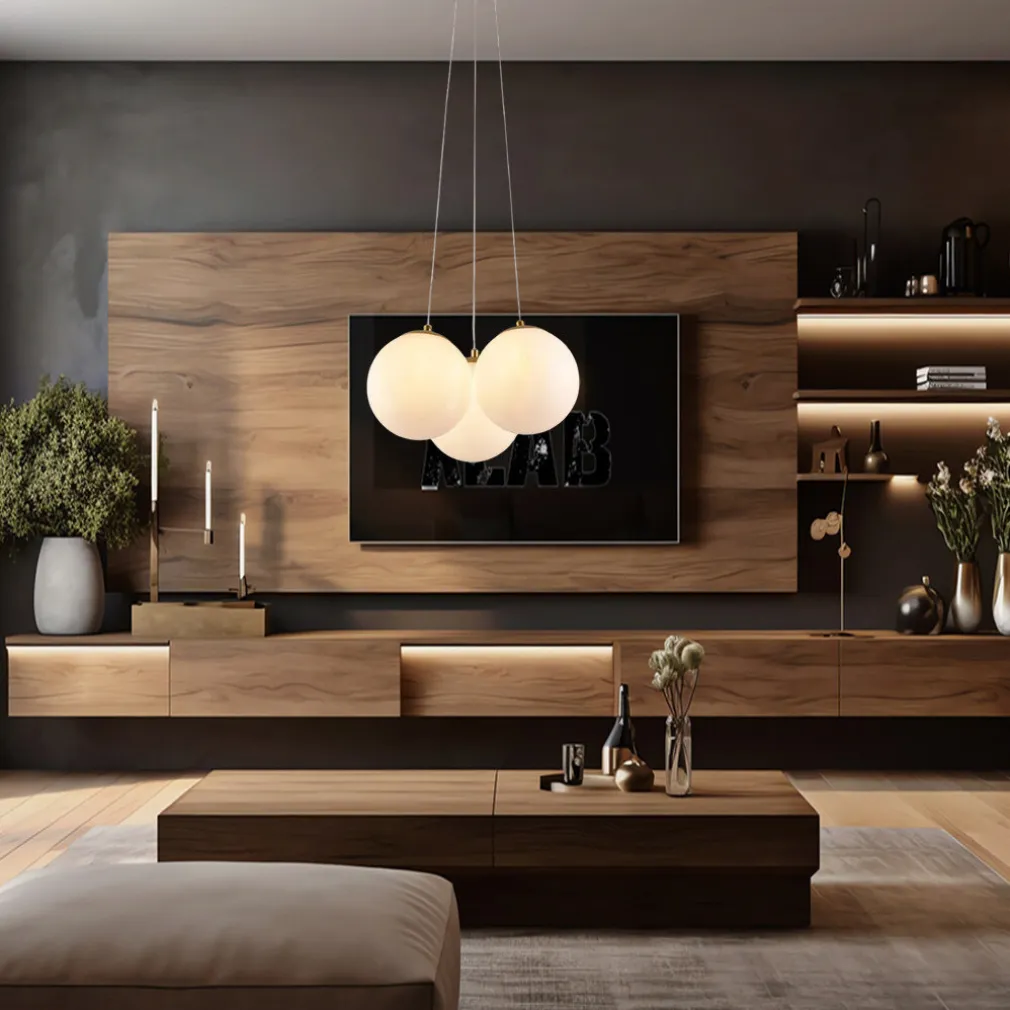 LAMPADARIO A SOSPENSIONE BRONZO LAMPADA MINIMAL DA SOFFITTO CON 3 SFERE ATTACCO G9 LP-84-3