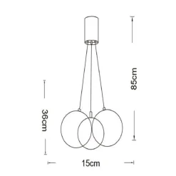 LAMPADARIO A SOSPENSIONE BRONZO LAMPADA MINIMAL DA SOFFITTO CON 3 SFERE ATTACCO G9 LP-84-3