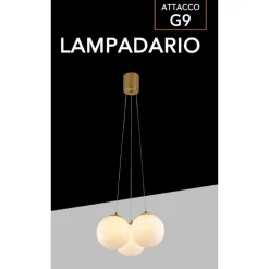 LAMPADARIO A SOSPENSIONE BRONZO LAMPADA MINIMAL DA SOFFITTO CON 3 SFERE ATTACCO G9 LP-84-3