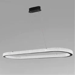 LAMPADARIO A SOSPENSIONE LED 82 W OVALE LAMPADA ORIZZONTALE CRISTALLO NERO 31982
