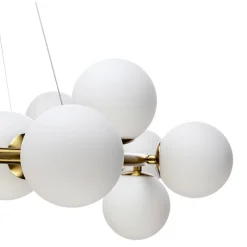 LAMPADARIO A SOSPENSIONE CONTEMPORANEO IN METALLO BRONZO CON 15 SFERE ATTACCO G9 B94