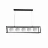LAMPADARIO A SOSPENSIONE DA SOFFITTO CONTEMPORANEO NERO CON 5 SFERE VETRO G9 B89