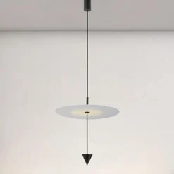 LAMPADARIO A SOSPENSIONE LAMPADA 18W LUCE LED 4000K DISCO BIANCO Ø42CM CONO NERO 33054