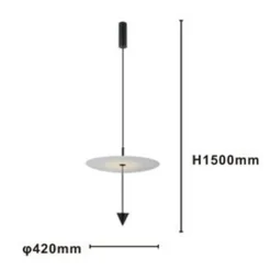 LAMPADARIO A SOSPENSIONE LAMPADA 18W LUCE LED 4000K DISCO BIANCO Ø42CM CONO NERO 33054