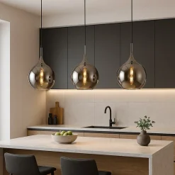 LAMPADARIO A SOSPENSIONE DECORATIVA IN METALLO CON SFERA IN VETRO ATTACCO E27 IP20 A72