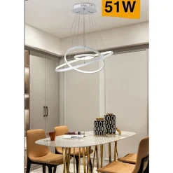 LAMPADARIO A SOSPENSIONE 51 W LED FORMA PIANETA BIANCO 3 COLORAZIONE LUCE A64-3C