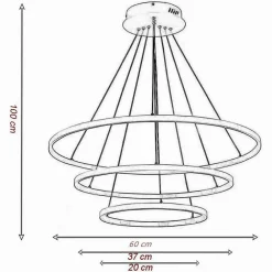 LAMPADARIO A SOSPENSIONE 51 W LED FORMA PIANETA BIANCO 3 COLORAZIONE LUCE A64-3C