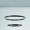 LAMPADARIO A SOSPENSIONE LED MODERNO DOPPIO CERCHIO NERO 58W CON TELECOMANDO 31876