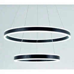 LAMPADARIO A SOSPENSIONE LED MODERNO DOPPIO CERCHIO NERO 58W CON TELECOMANDO 31876