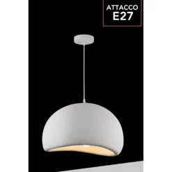 LAMPADARIO A SOSPENSIONE SOFFITTO EFFETTO PIETRA BIANCO Ø40/50/60CM ATTACCO E27 IP20 B16-B