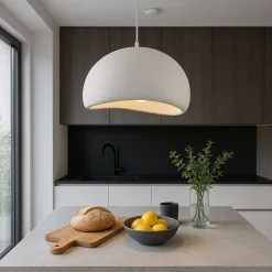 LAMPADARIO A SOSPENSIONE SOFFITTO EFFETTO PIETRA BIANCO Ø40/50/60CM ATTACCO E27 IP20 B16-B