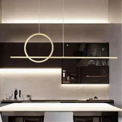 LAMPADARIO A SOSPENSIONE LED 48W DESIGN CERCHIO LINEA ORO IP20 CUCINA LUCE 4000K 33573