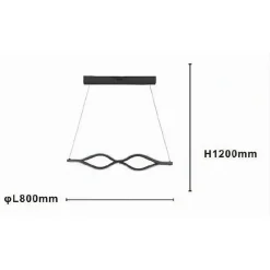 LAMPADARIO A SOSPENSIONE LED 58 WATT ONDA INFINITO CRISTALLO ONDULATO NERO 32132