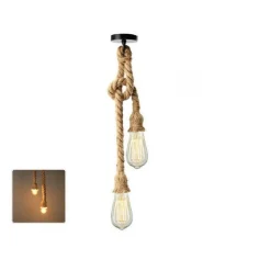 LAMPADARIO A SOSPENSIONE SOFFITTO CORDA DOPPIA E27 PORTALAMPADA PENDENTE VINTAGE