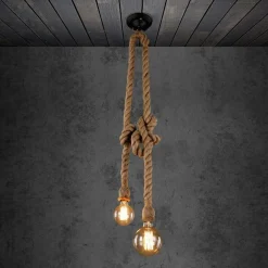 LAMPADARIO A SOSPENSIONE SOFFITTO CORDA DOPPIA E27 PORTALAMPADA PENDENTE VINTAGE