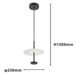 LAMPADARIO A SOSPENSIONE LUCE 4000K LED 12W DISCO PARALUME PIATTO NERO ROTONDO 33115