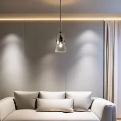 LAMPADARIO A SOSPENSIONE CON PARALUME IN VETRO LAMPADA MODERNA ATTACCO E27 LP-90