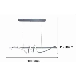 LAMPADARIO A SOSPENSIONE LED 65W ARGENTO SPIRALE ONDULATO LUCE 4000K VORTICE ORIZZONTALE 32460