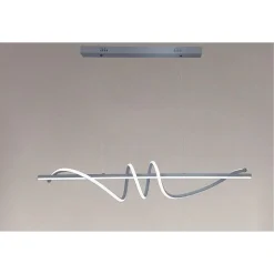 LAMPADARIO A SOSPENSIONE LED 65W ARGENTO SPIRALE ONDULATO LUCE 4000K VORTICE ORIZZONTALE 32460