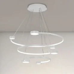 LAMPADARIO A SOSPENSIONE LED 65W 3 SEMI CERCHI CON TELECOMANDO DESIGN MODERNO BIANCO 71378