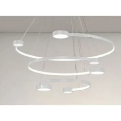 LAMPADARIO A SOSPENSIONE LED 65W 3 SEMI CERCHI CON TELECOMANDO DESIGN MODERNO BIANCO 71378