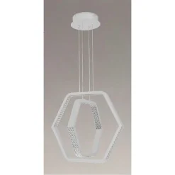 LAMPADARIO A SOSPENSIONE LED 48W ESAGONALE EFFETTO CRISTALLO MODERNO BIANCO 31838